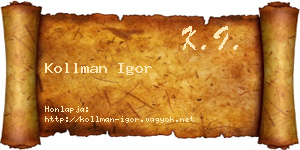 Kollman Igor névjegykártya